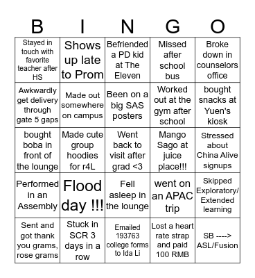 SASPX Bingo ~iF yOu kNoW, YoU knOw~ Bingo Card