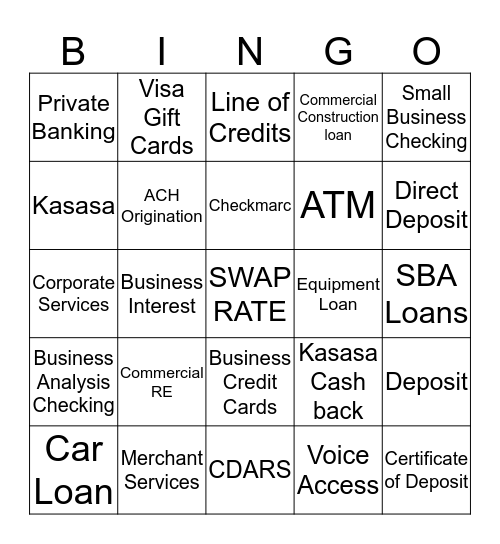 OakStar Bank Bingo Card