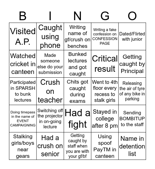 K. K. WAGH POLY Bingo Card