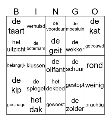 woordenlijst 7 Bingo Card