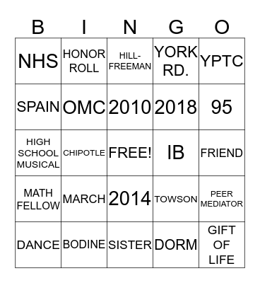 TAYLOR'S TRUNK PARTY Bingo Card