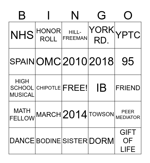 TAYLOR'S TRUNK PARTY Bingo Card