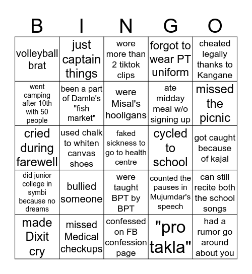 SYMBIOSIS BINGO CARD Bingo Card
