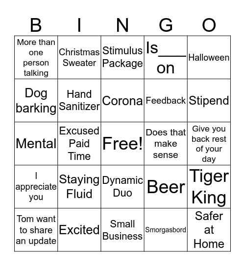 BMO HARRIS CONFERENCE CALL BINGO  Bingo Card