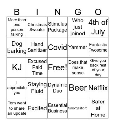 BMO HARRIS CONFERENCE CALL BINGO  Bingo Card