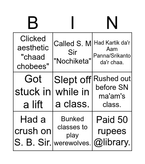 CU BINGO Card