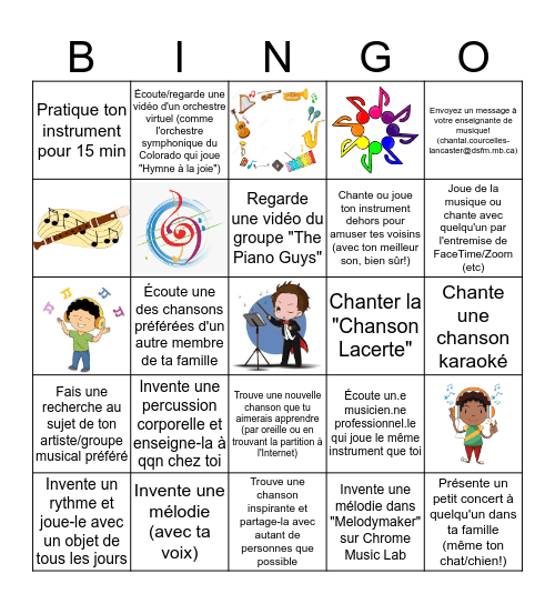 Mon bingo musical Bingo Card