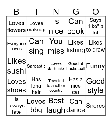 Tag someone who Bingo Card