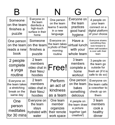 NexJ Bingo! Bingo Card