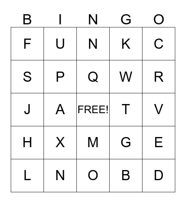 Alphabet Bingo Card