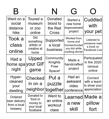 Community Knights  Bingo Card