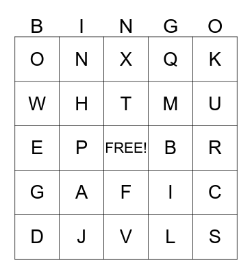 Alphabet Bingo Card