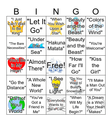 Disney Bingo Card