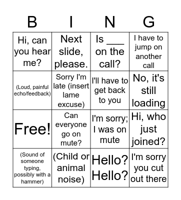 Conference Call Bingo Card