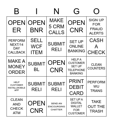 BANKER BINGO Card