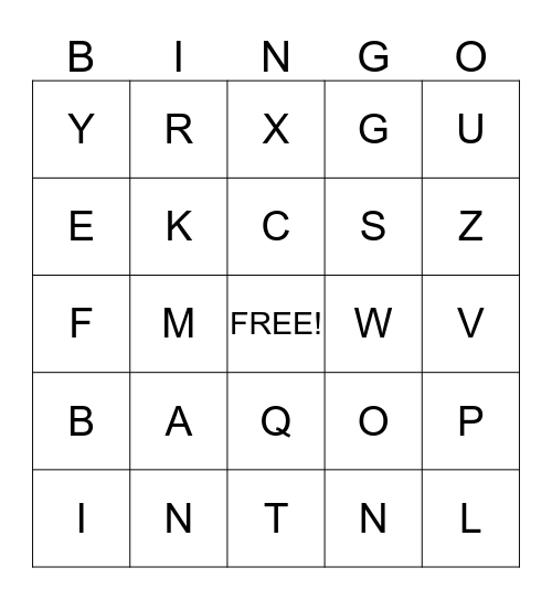 Beginning Sound-Letter Sounds Bingo Card