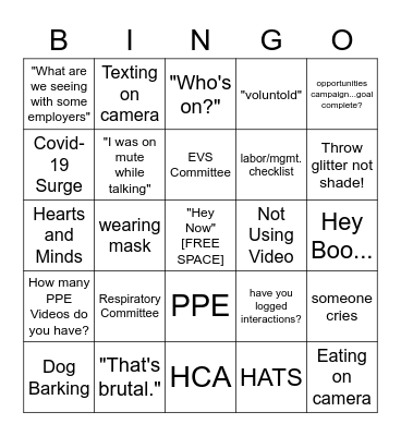 TEAM ANIMO ZOOM BINGO Card