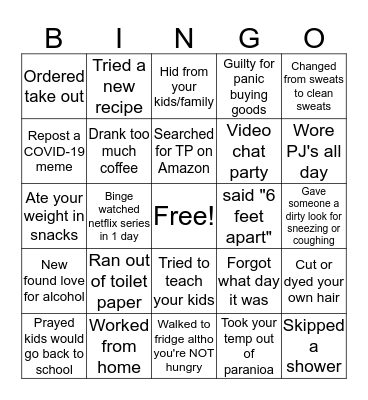 QUARANT-INGO BINGO Card