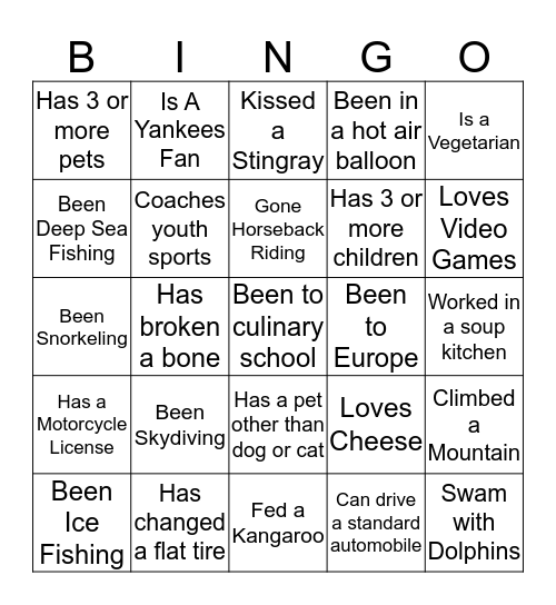 Oxford Scavenger Bingo Card