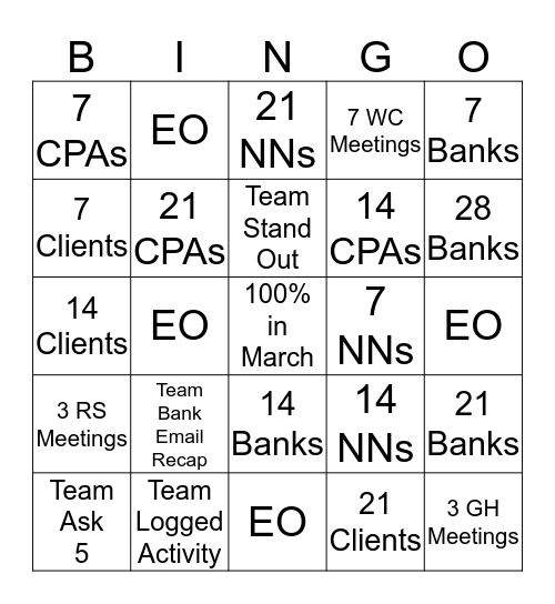 Team DA Bingo Card