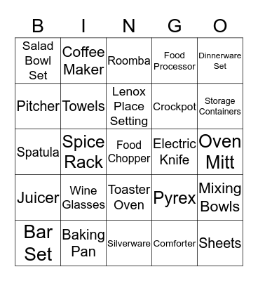 Bridal Shower Bingo Card