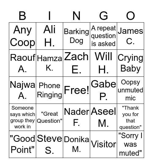 Weekly All-Hands Bingo! Bingo Card