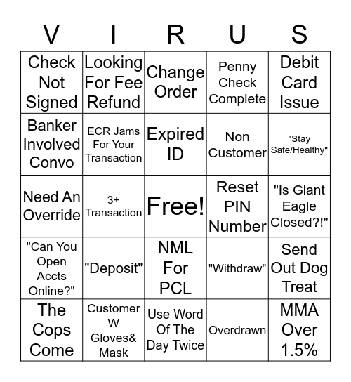 Banking Virus Bingo! Bingo Card