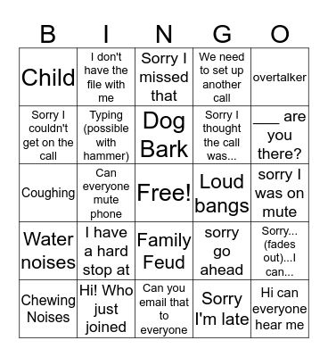 CUPE Conference Call Bingo Card