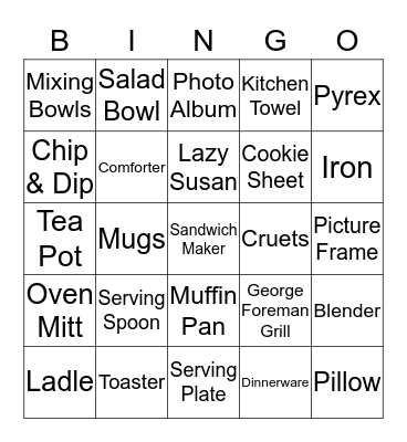 Bridal Shower Bingo Card