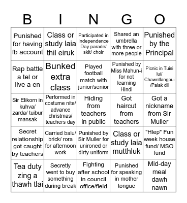 New Light Bingo Card