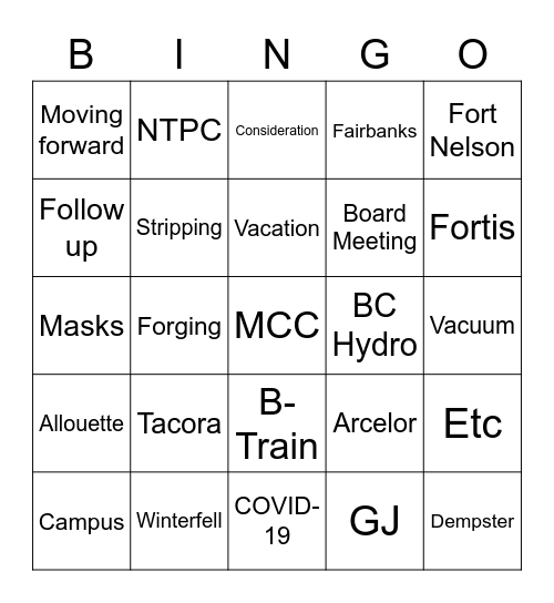 Cryopeak Bingo Card