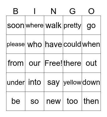 Purple Sight Words Bingo Card