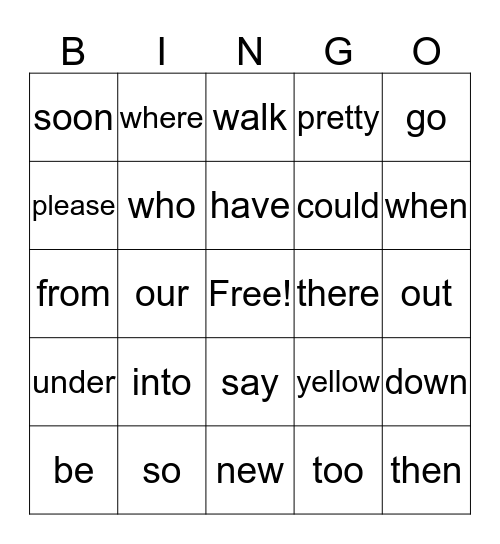 Purple Sight Words Bingo Card
