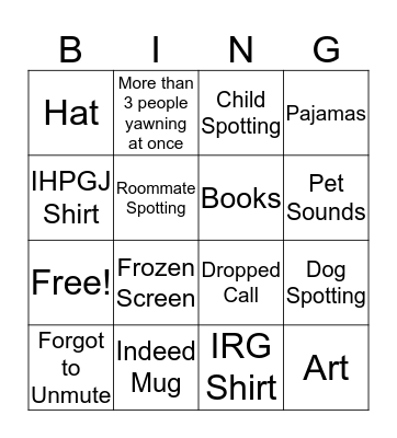 EE WFH Bingo Test Bingo Card
