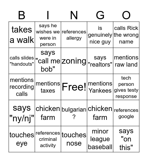 Bob Bingo Card