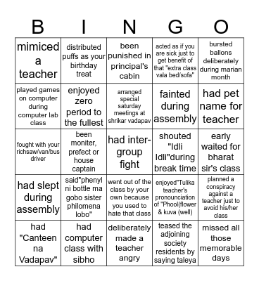 Have you ever  Bingo Card