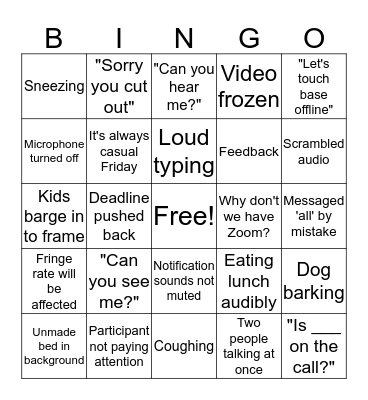 WebEx meetings Bingo Card