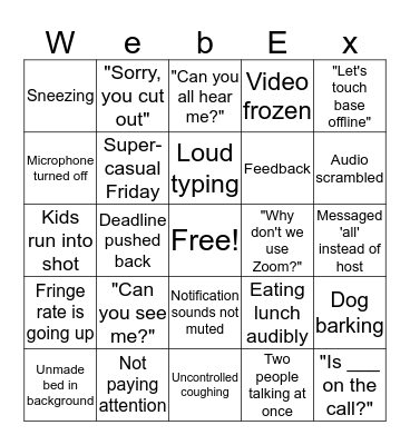 WebEx Bingo Card
