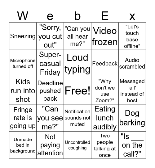 WebEx Bingo Card