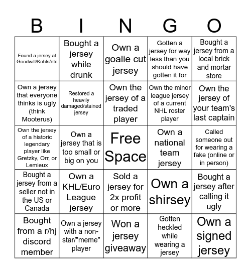 r/hockeyjerseys Bingo Card