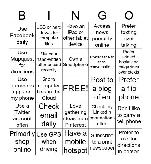 Convention Connections Bingo Card