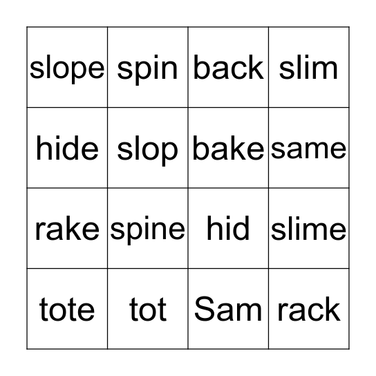 Short and Long Vowel Bingo #3 Bingo Card