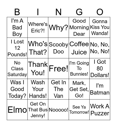 CLingo! Bingo Card