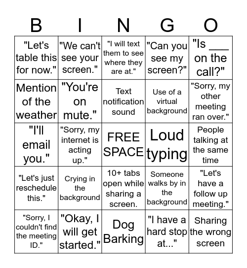 Broadvoice Meeting Bingo Card