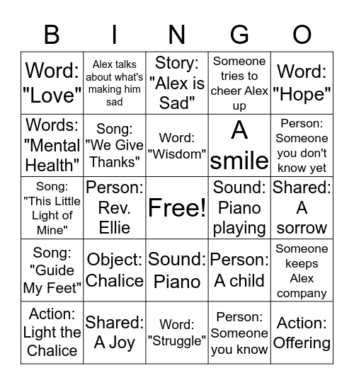 Worship Bingo - March 29, 2020 Bingo Card