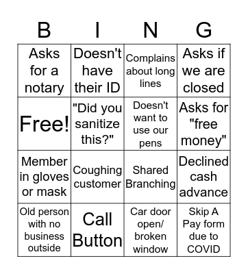 'Rona BINGO Card