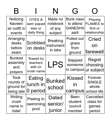 LPS Bingo Card