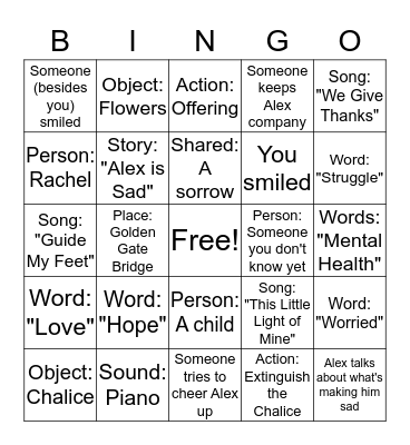 Worship Bingo - March 29, 2020 Bingo Card