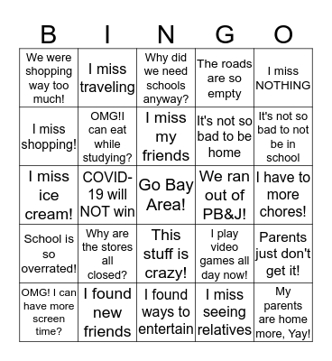 Bay Area Bingo Card