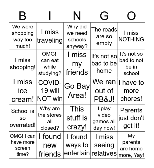 Bay Area Bingo Card